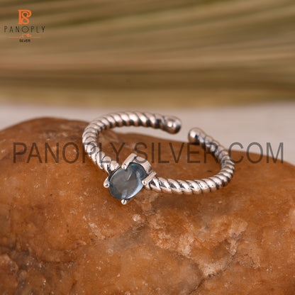 Genuine Blue Topaz Open Rope Band Ring Gift For She