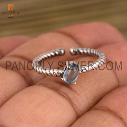 Genuine Blue Topaz Open Rope Band Ring Gift For She