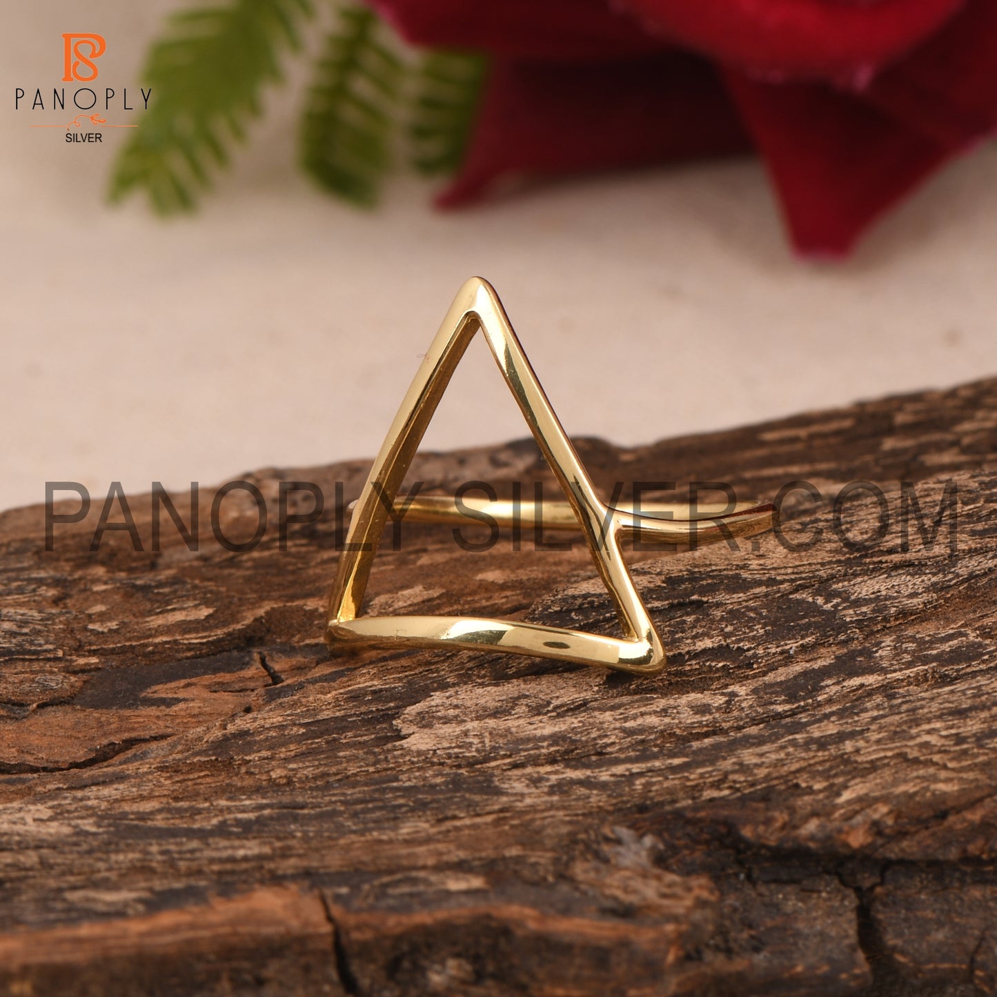 Triangle Shape Gold Plated 925 Silver Dainty Rings