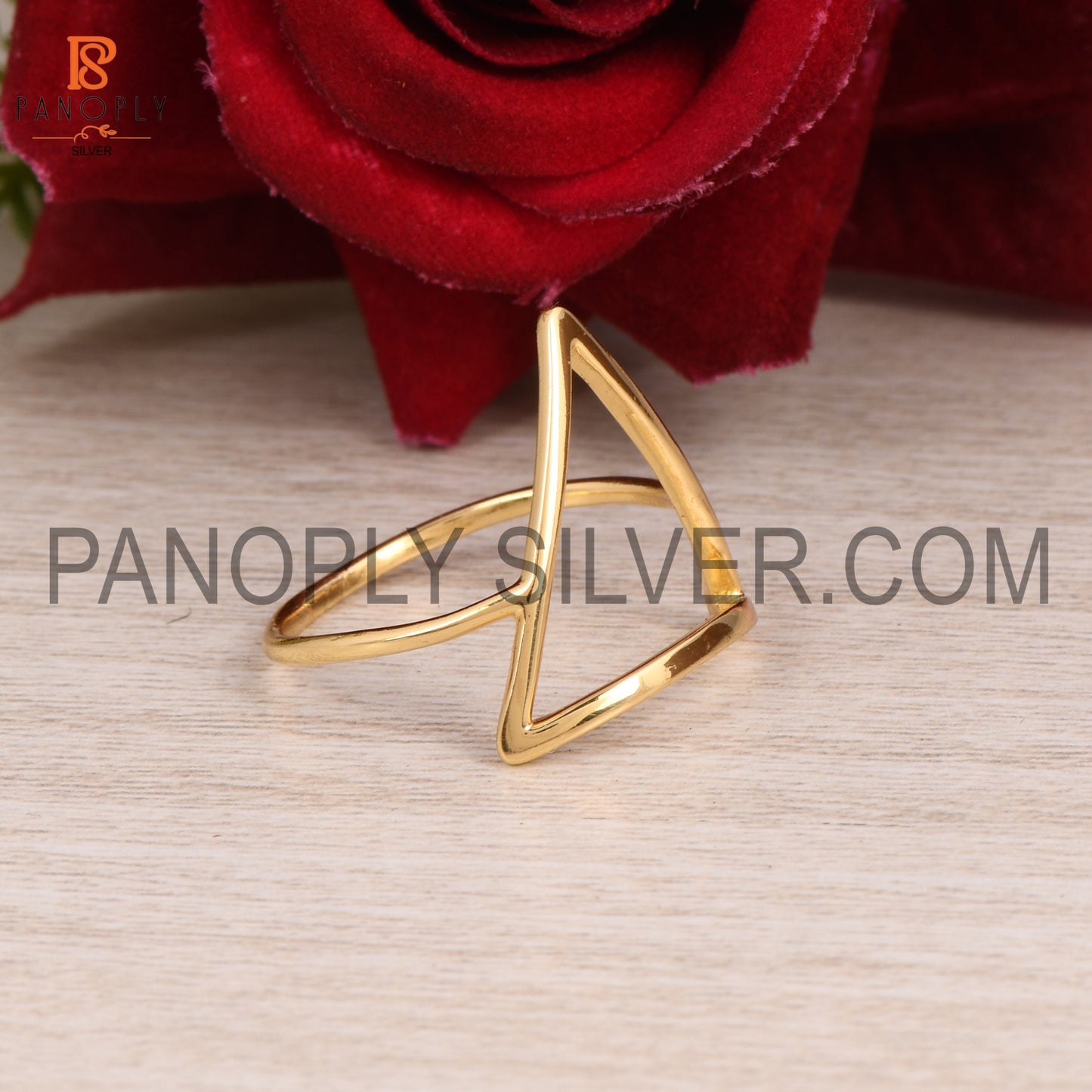 Triangle Shape Gold Plated 925 Silver Dainty Rings