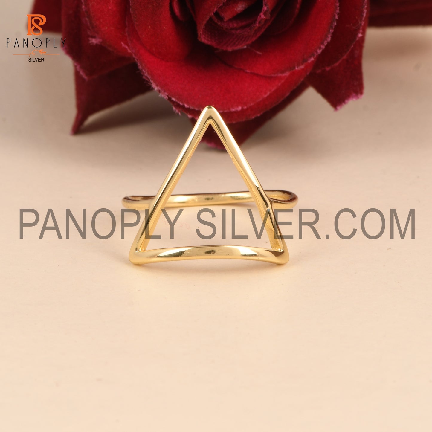 Triangle Shape Gold Plated 925 Silver Dainty Rings