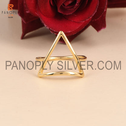 Triangle Shape Gold Plated 925 Silver Dainty Rings