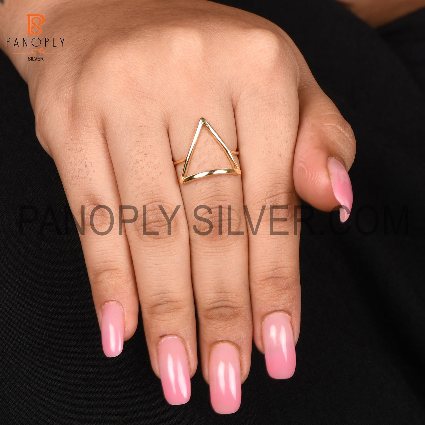 Triangle Shape Gold Plated 925 Silver Dainty Rings