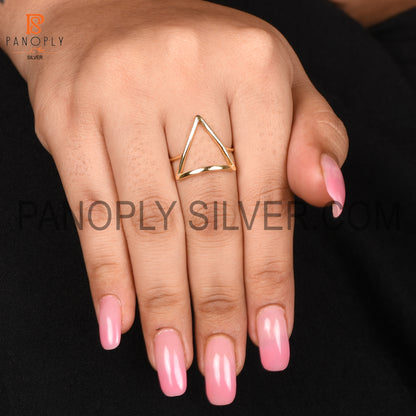 Triangle Shape Gold Plated 925 Silver Dainty Rings