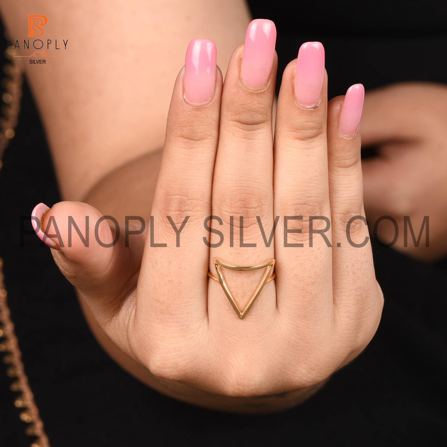 Triangle Shape Gold Plated 925 Silver Dainty Rings