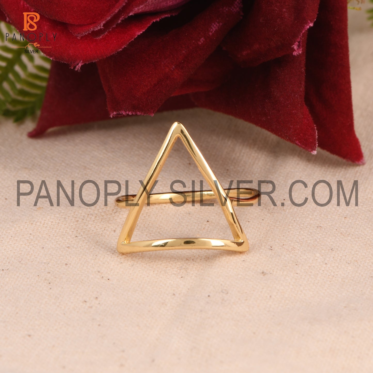 Triangle Shape Gold Plated 925 Silver Dainty Rings