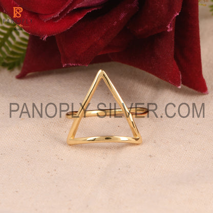 Triangle Shape Gold Plated 925 Silver Dainty Rings