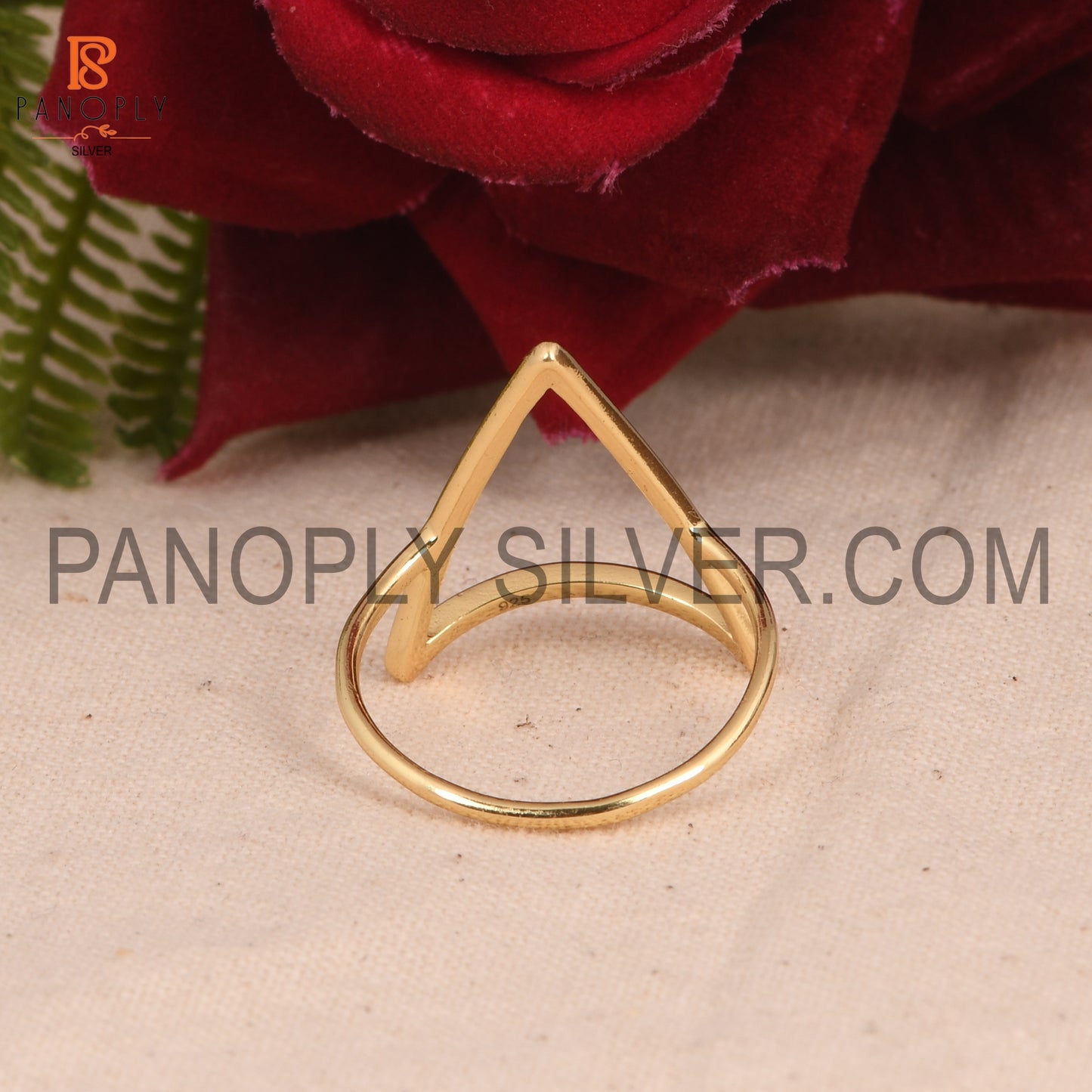 Triangle Shape Gold Plated 925 Silver Dainty Rings
