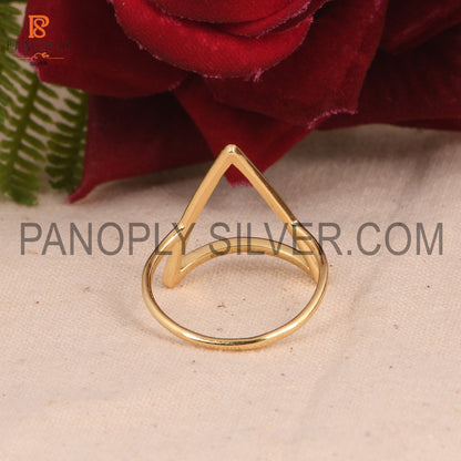Triangle Shape Gold Plated 925 Silver Dainty Rings