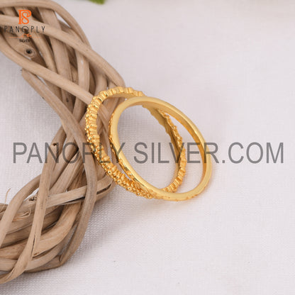 18k Gold Plated Filigree Double Band Ring