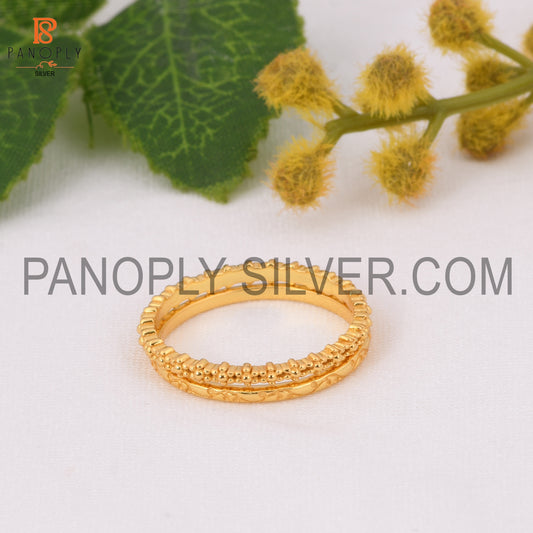 18k Gold Plated Filigree Double Band Ring