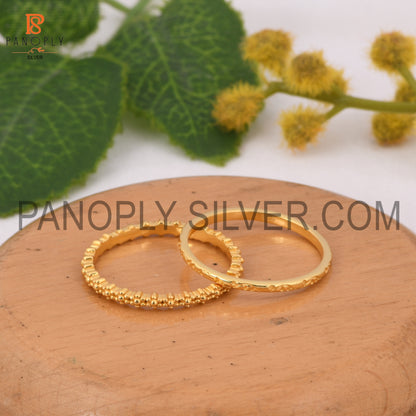 18k Gold Plated Filigree Double Band Ring