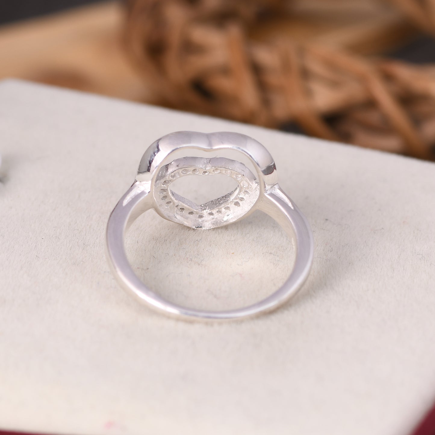 925 Silver White Topaz Gems Double Heart Shape Rings