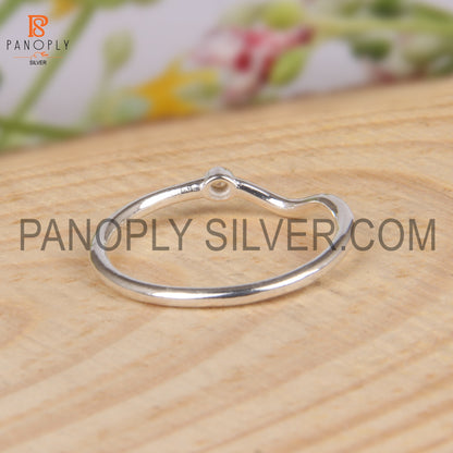Silver Gold Plated Thin Wave Band Ring With Ethiopian Opal Stone Ring