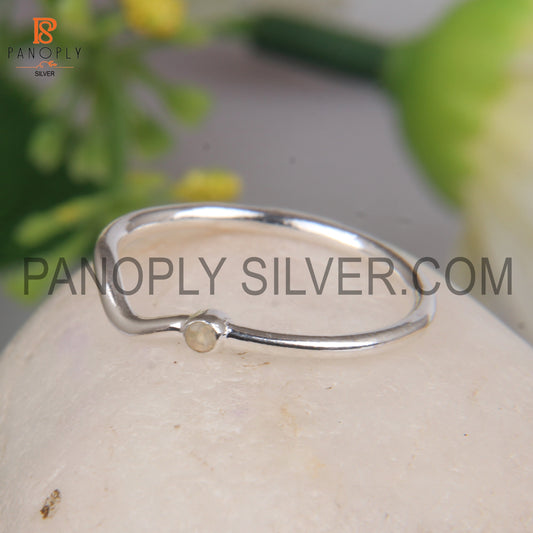 Silver Gold Plated Thin Wave Band Ring With Ethiopian Opal Stone Ring