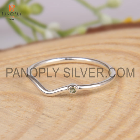 Peridot 925 Silver Green Gemstone Curve Band Rings