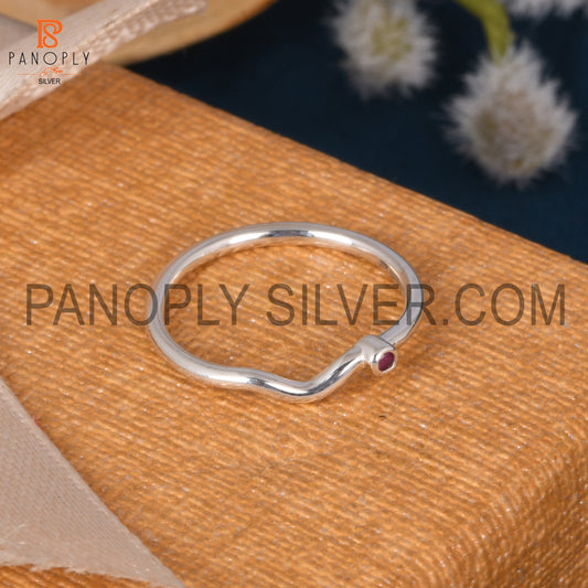 Ruby Chevron Gemstone 925 Sterling Silver Rings For Girls