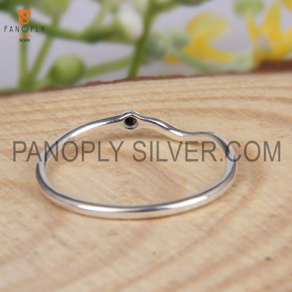 Minimalist Black Spinal Rings, 925 Sterling Silver Ring