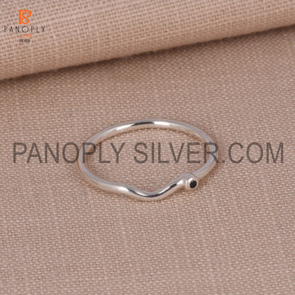 Blue Sapphire Chevron Silver Rings For Women