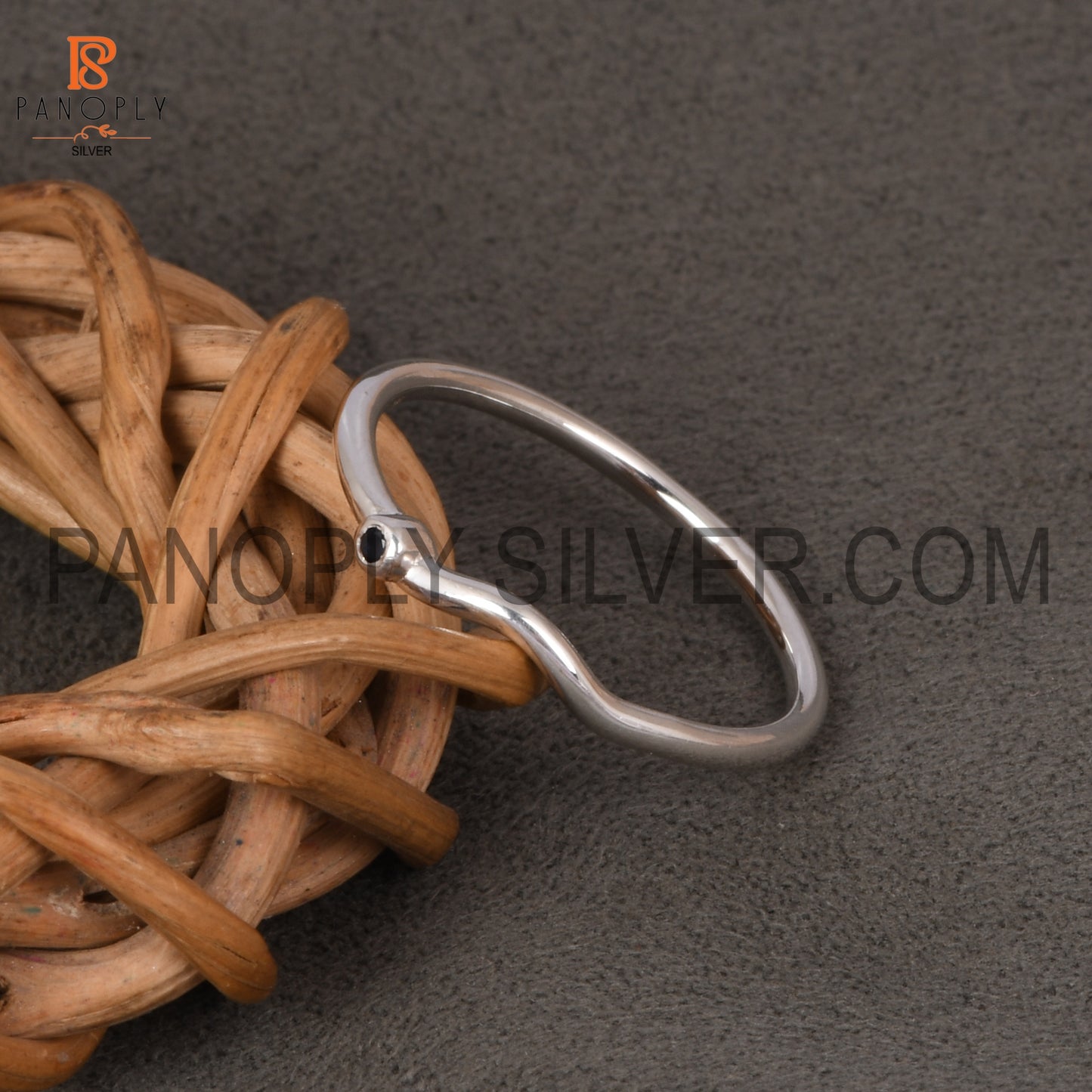 Blue Sapphire Chevron Silver Rings For Women