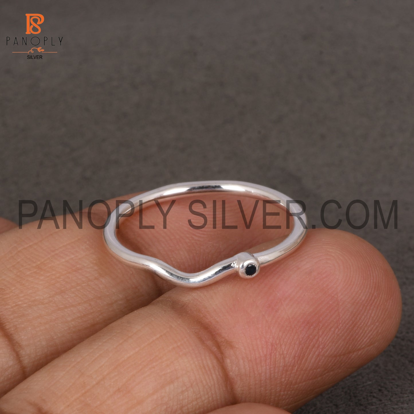 Blue Sapphire Chevron Silver Rings For Women