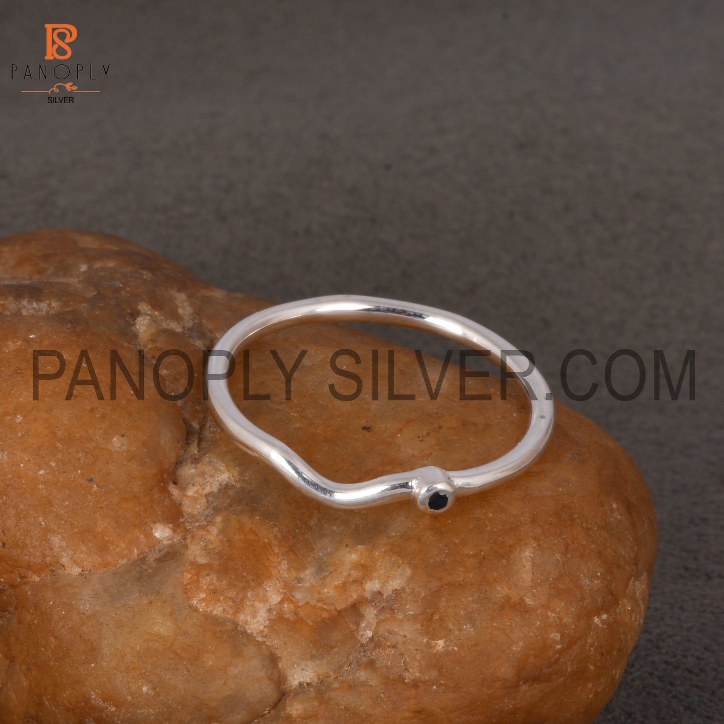 Blue Sapphire Chevron Silver Rings For Women