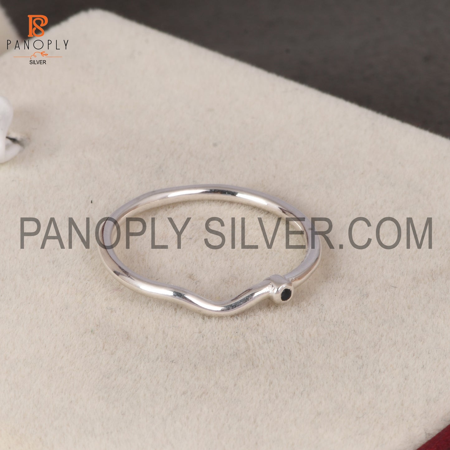 Blue Sapphire Chevron Silver Rings For Women
