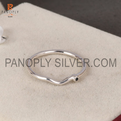 Blue Sapphire Chevron Silver Rings For Women