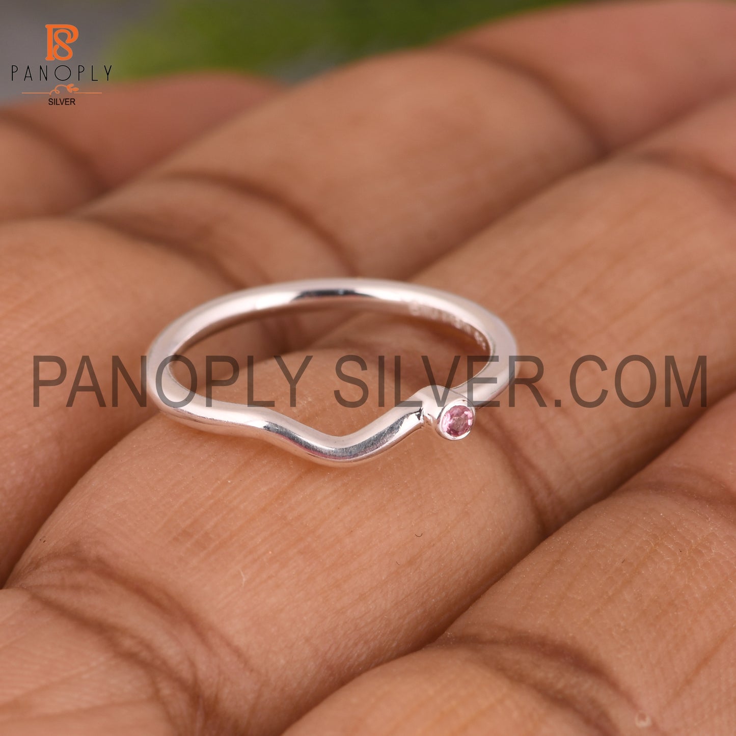 Pink Tourmaline 925 Starling Silver Ring For Anniversary