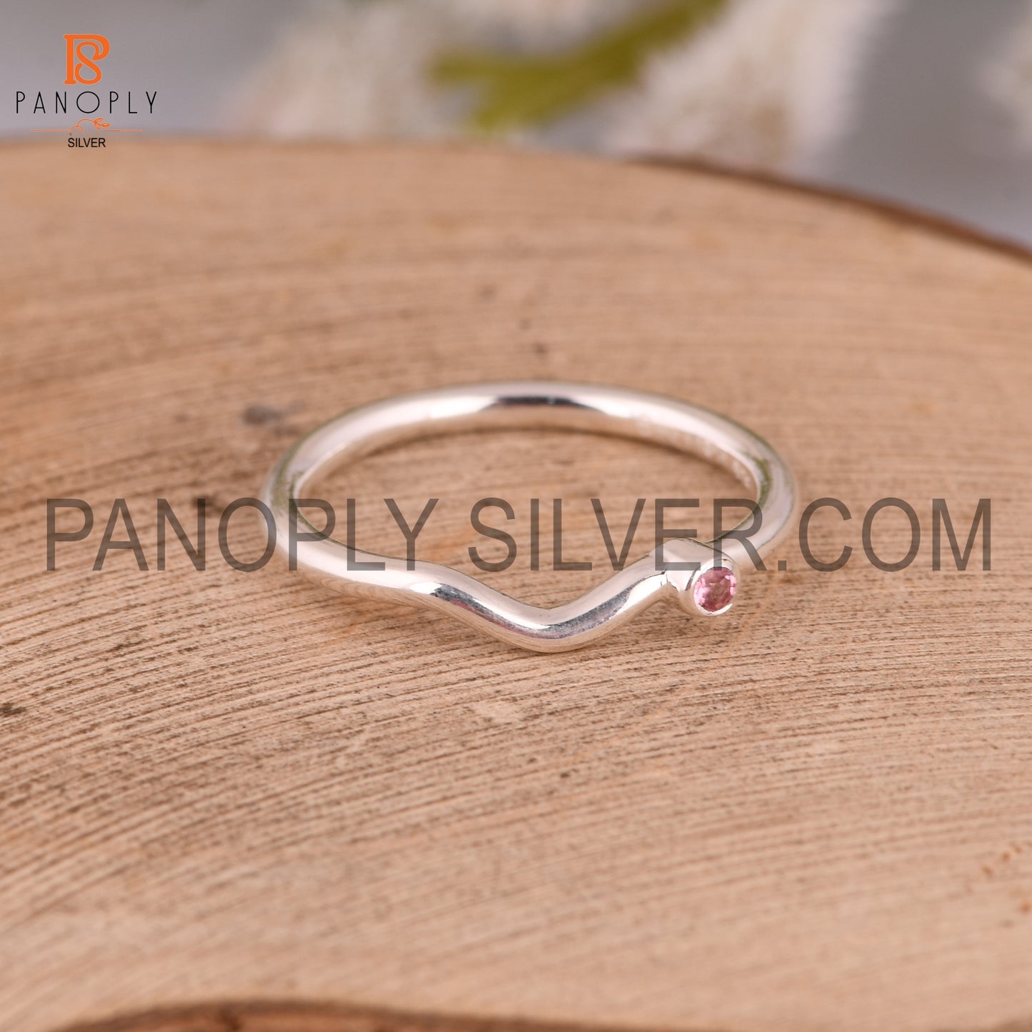Pink Tourmaline 925 Starling Silver Ring For Anniversary