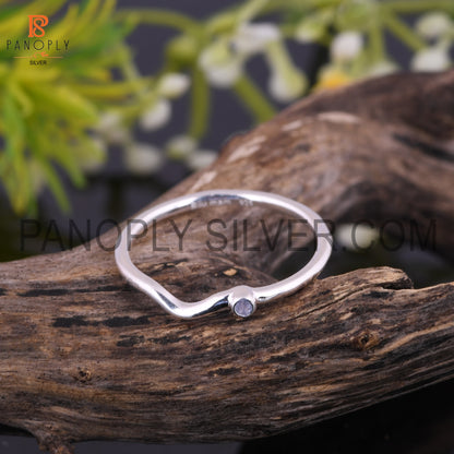 Tanzanite Bezel Set 925 Silver Chevron Rings