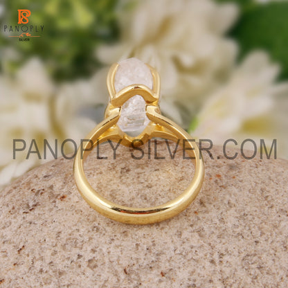 Raw Herkimer Diamond Gold Plated Sterling Silver Rings