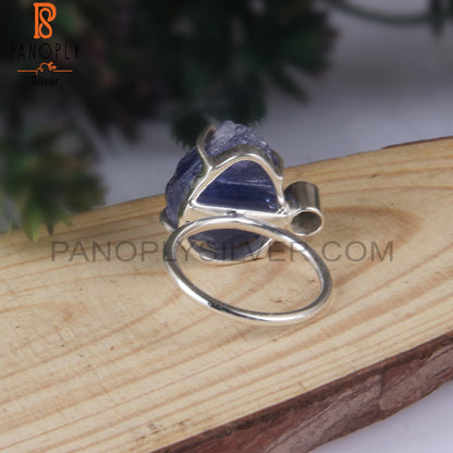 Blue Topaz & Tanzanite Rough 925 Sterling Silver Rings