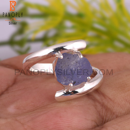 Handmade Rough Tanzanite 925 Sterling Silver Bypass Ring
