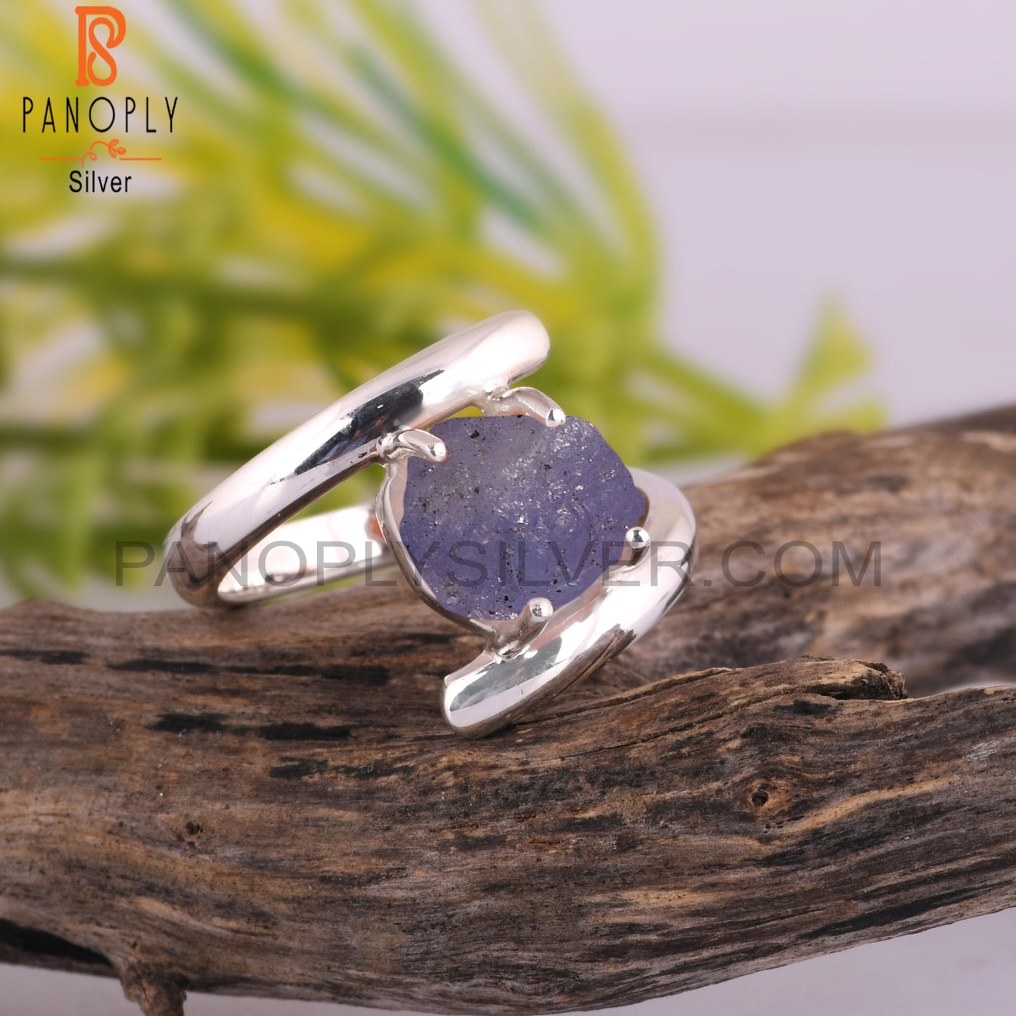 Handmade Rough Tanzanite 925 Sterling Silver Bypass Ring