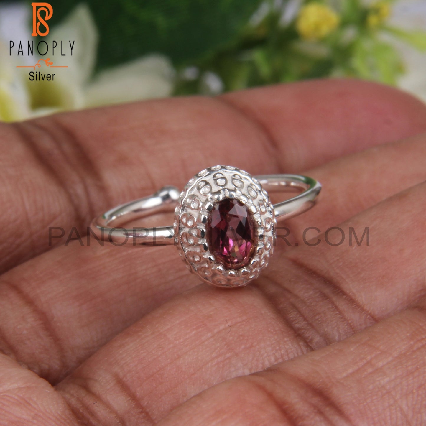 Pink Topaz Oval Shape 925 Sterling Silver Wedding Rings