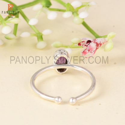 Panoply 925 Sterling Silver Amethyst Gemstone Adjustable Ring for Women