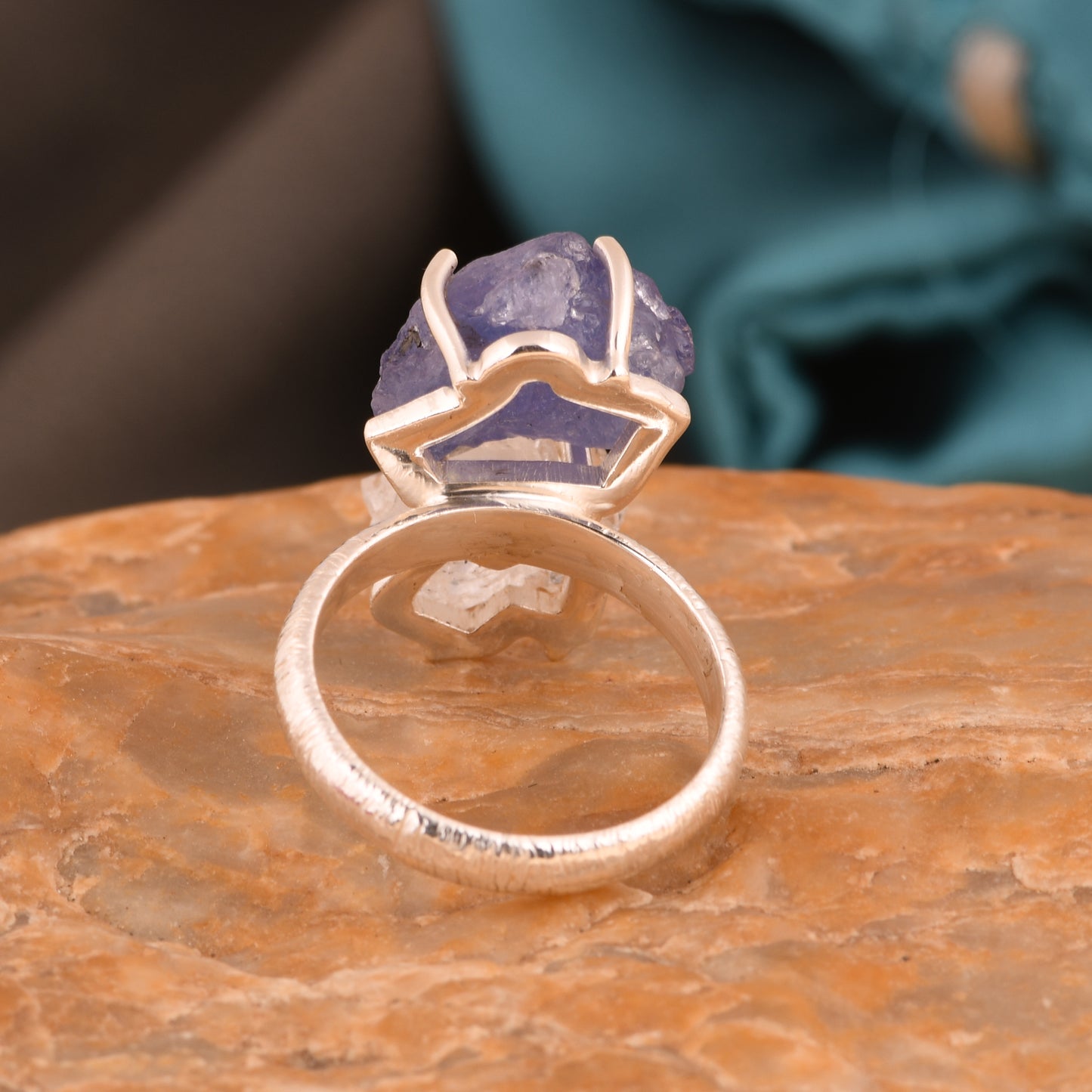 Herkimer Diamond & Tanzanite 925 Silver Ring For Gift