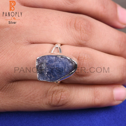 Beautiful Rough Tanzanite 925 Sterling Silver Rings