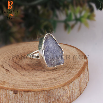 Beautiful Rough Tanzanite 925 Sterling Silver Rings
