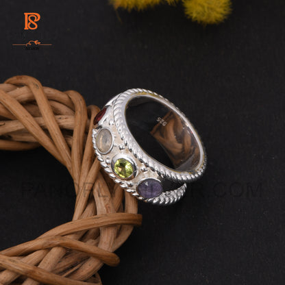 Eternity Dome Band 925 Silver Gemstone Ring