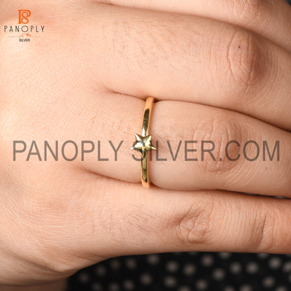 925 Silver 0.5 Mic 18K Gold Plated Star Ring