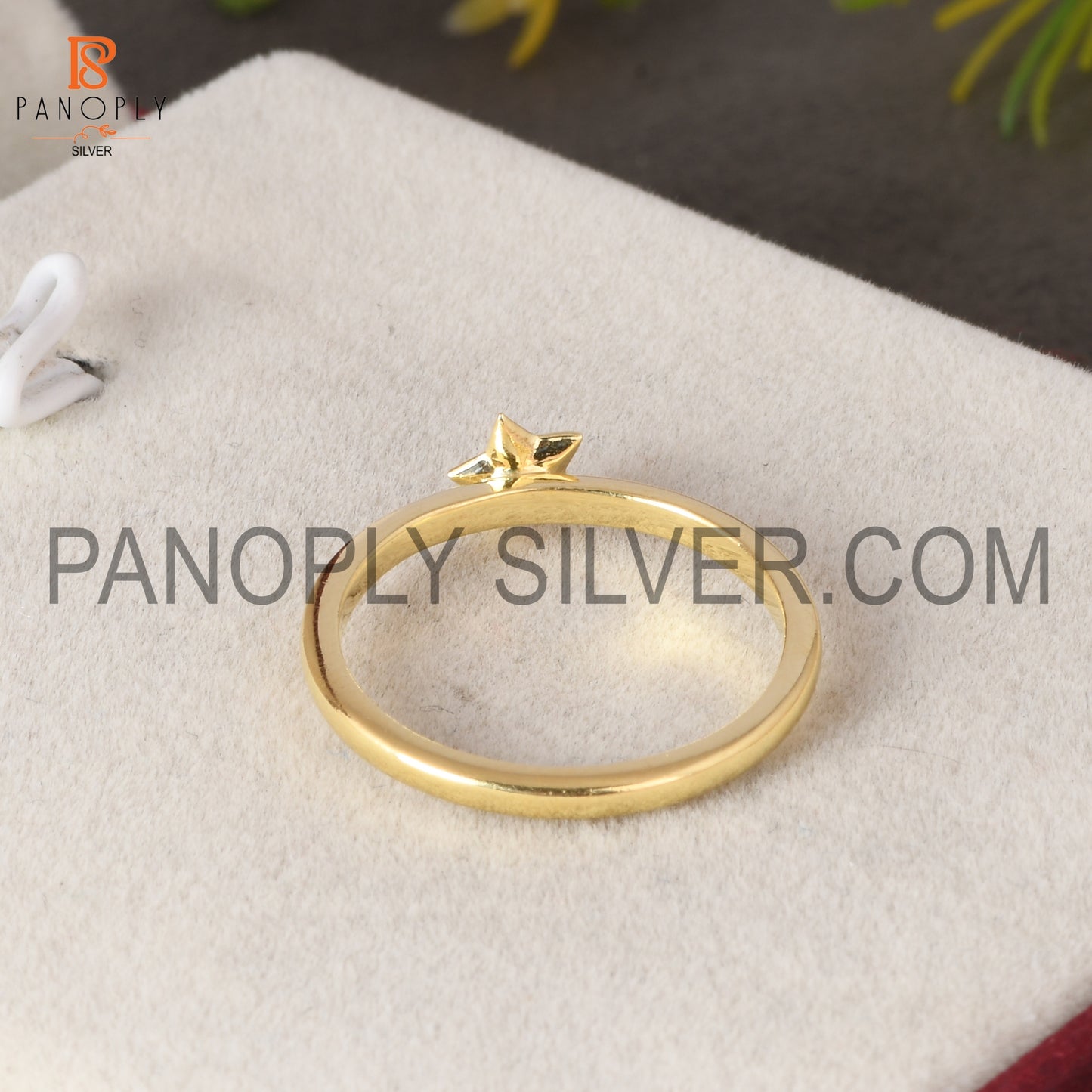 925 Silver 0.5 Mic 18K Gold Plated Star Ring