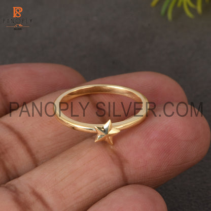 925 Silver 0.5 Mic 18K Gold Plated Star Ring