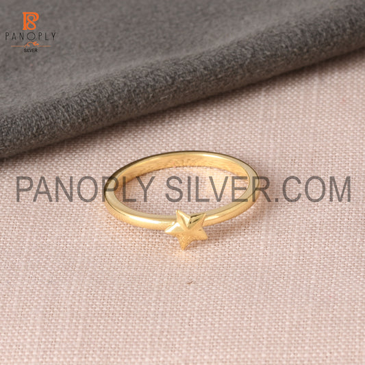 925 Silver 0.5 Mic 18K Gold Plated Star Ring