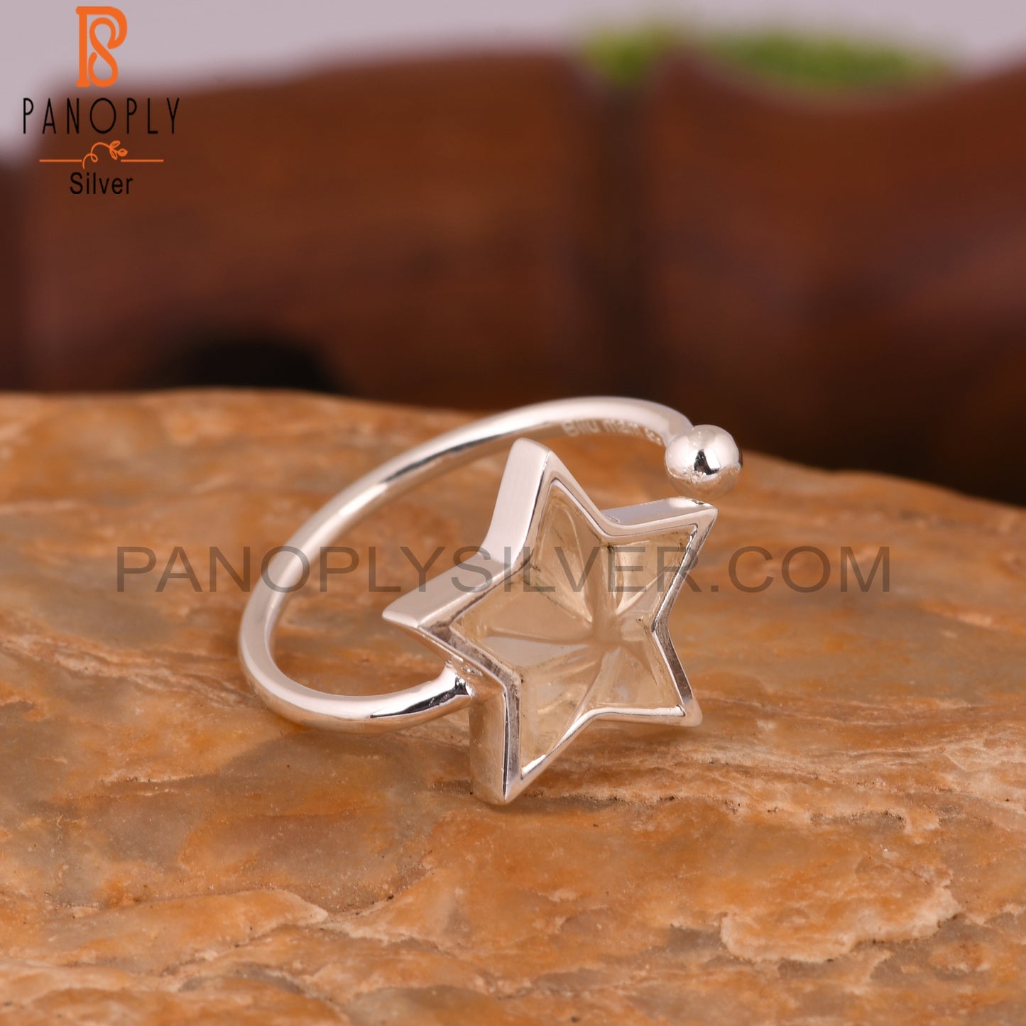 Citrine Star 925 Sterling Silver Ring