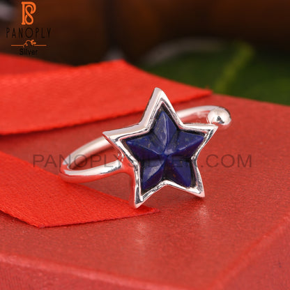 Lapis Lazuli Star 925 Sterling Silver Adjustable Ring
