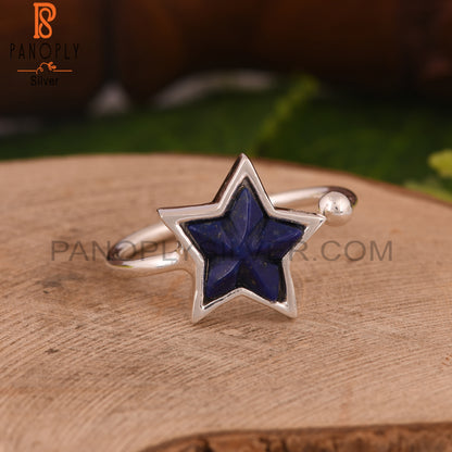 Lapis Lazuli Star 925 Sterling Silver Adjustable Ring
