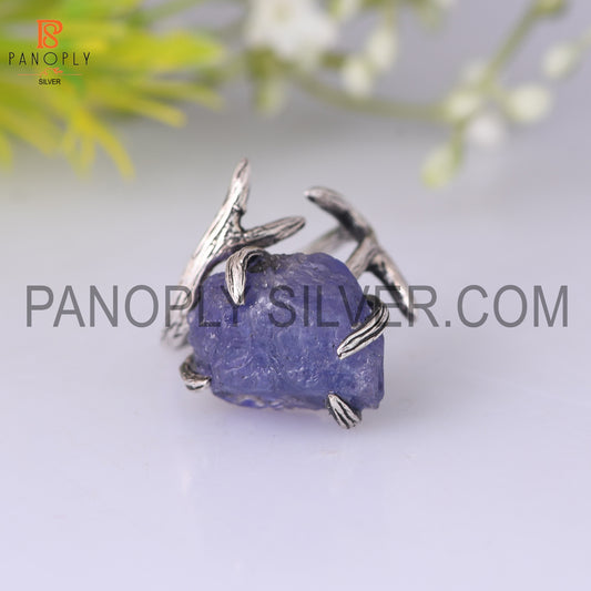 Tanzanite Branch Prong Setting Oxidized Rings