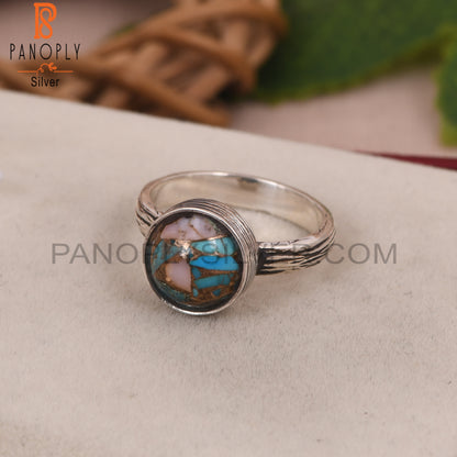 Mojave Copper Pink Opal 925 Stamp Sterling Silver Ring